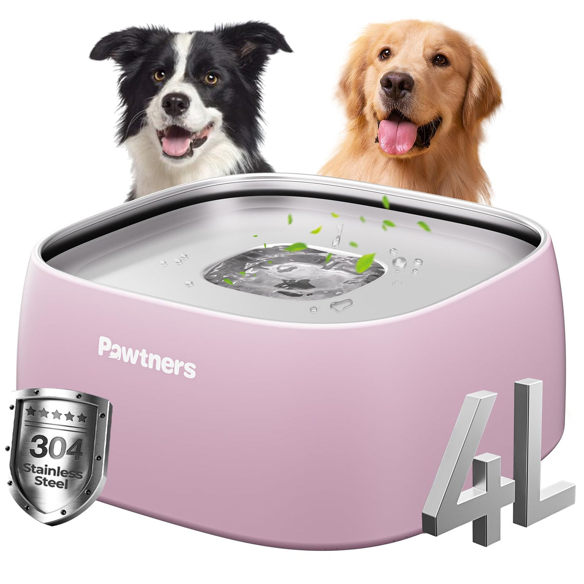 All Stainless Steel Dog Water Bowl No Spill,135oz Anti-Splash Dog Bowl with Non-Slip Base, Spill Proof for Medium Large Messy Drinkers, Slow Drinking, Slobber Stopper,Easy to Clean