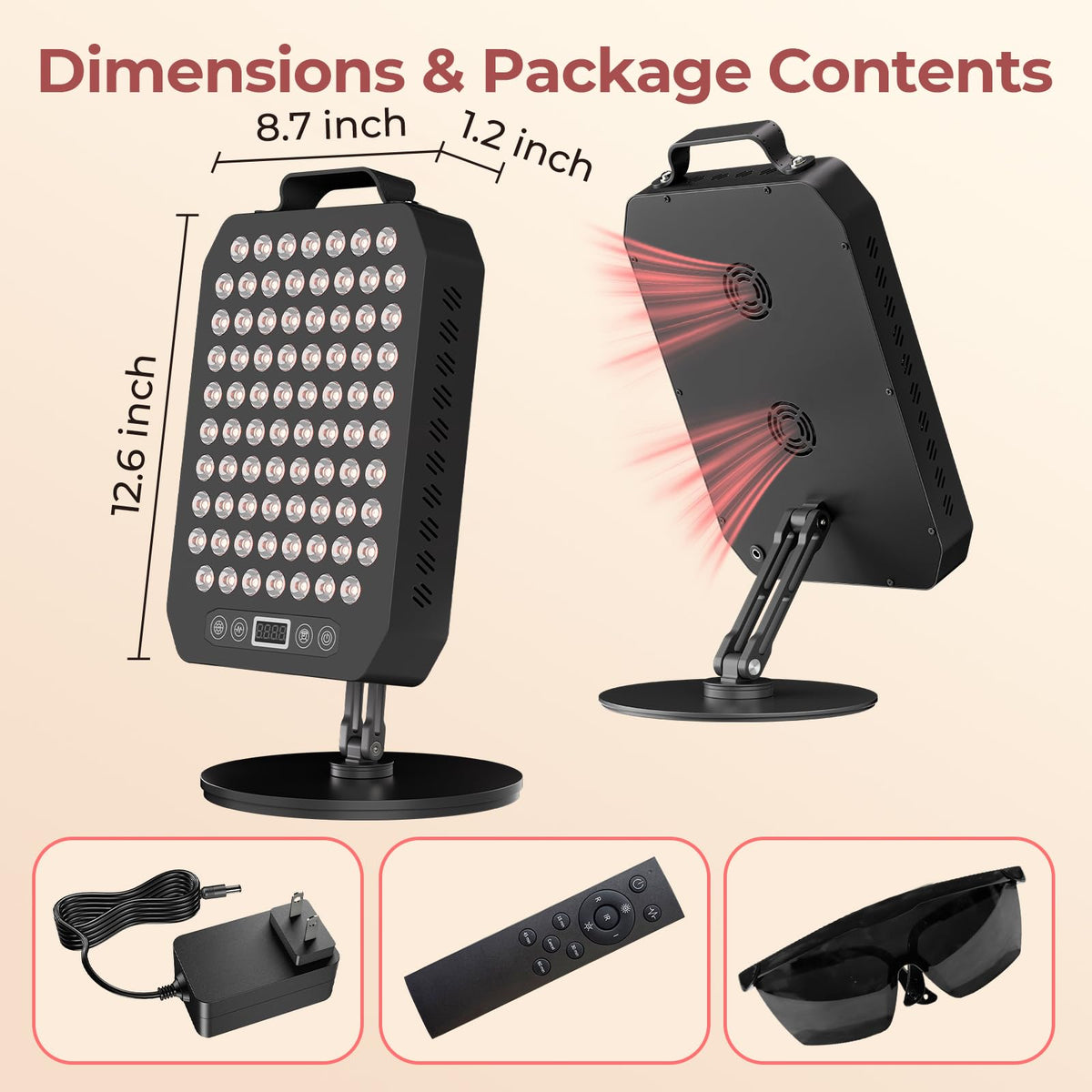 Red Light Therapy Panel for Face and Body, 78 LEDs Dual Chip 660nm Red Light & 850nm Near Infrared Light Device with Rotatable Stand and Magnetic Remote for Skin, Sleep, Athletic Performance
