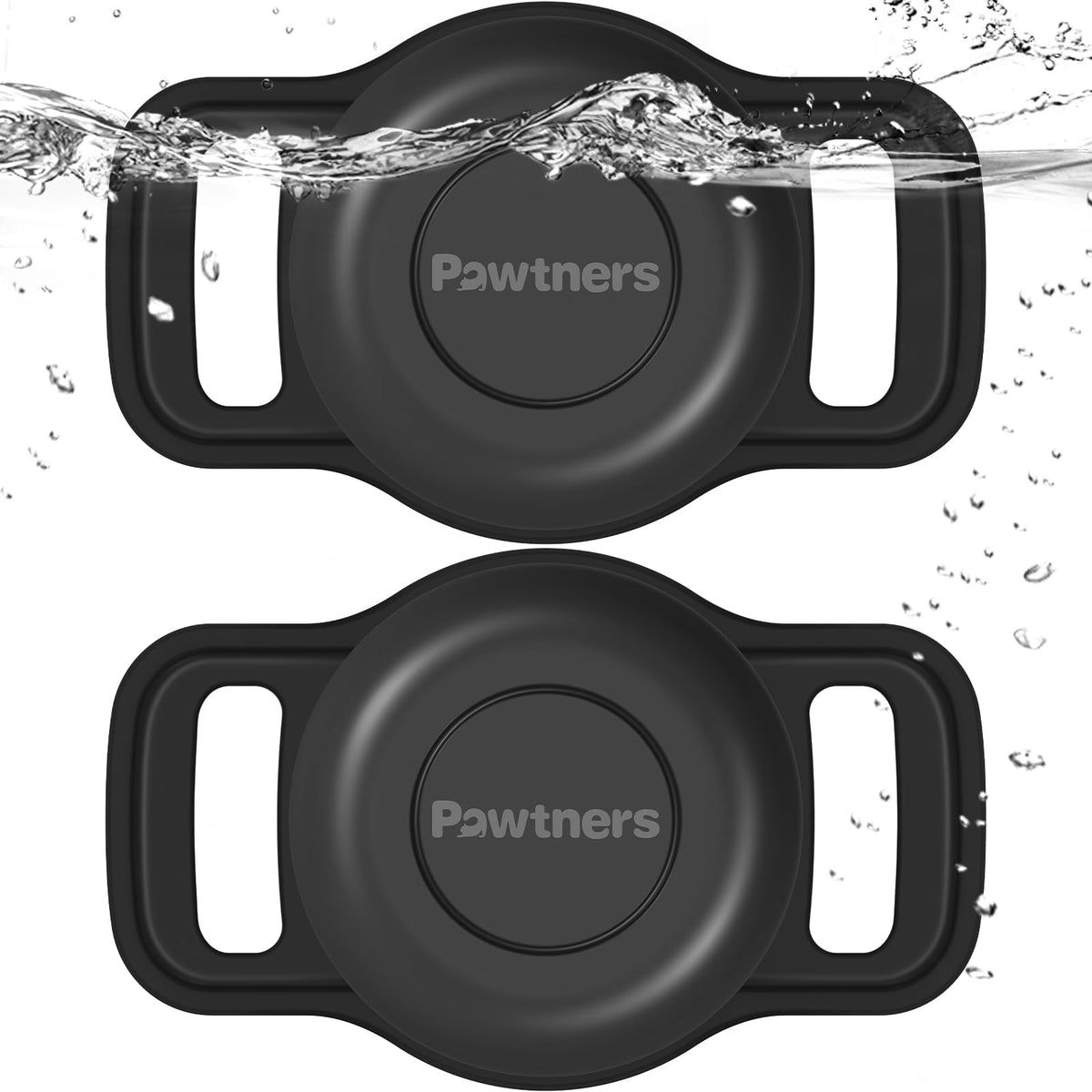 Waterproof Airtag Dog Collar Holder: 2 Pack Soft Silicone Air Tag Holder for Pet Dogs Cats Collar, IPX8 Waterproof AirTag Dog Tracker Protective Cover, Collar Holder Compatible with Apple Airtag