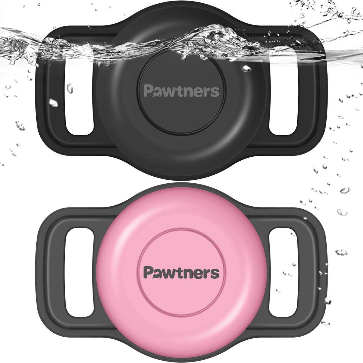 Waterproof Airtag Dog Collar Holder: 2 Pack Soft Silicone Air Tag Holder for Pet Dogs Cats Collar, IPX8 Waterproof AirTag Dog Tracker Protective Cover, Collar Holder Compatible with Apple Airtag