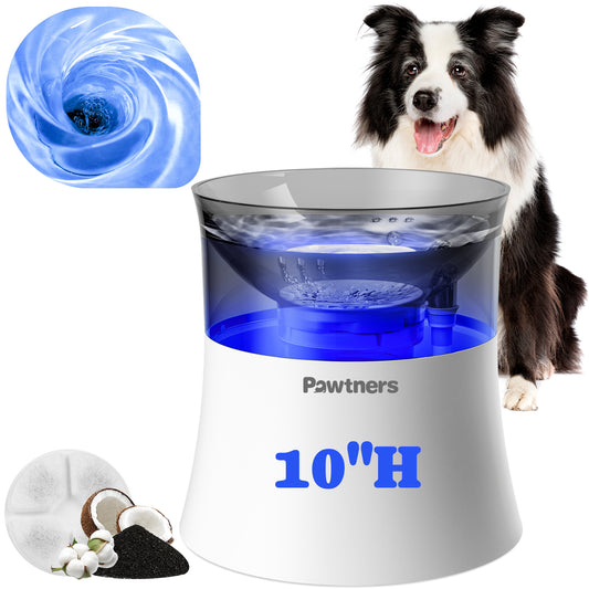 1 Gal/3.5L Dog Water Fountain,Elevated Dog Water Bowl Dispenser | Vortex Flow filter,Automatic Pet Water Fountain for Large Dogs Inside, Deep Drinking Area and Quiet Pump, 10" H