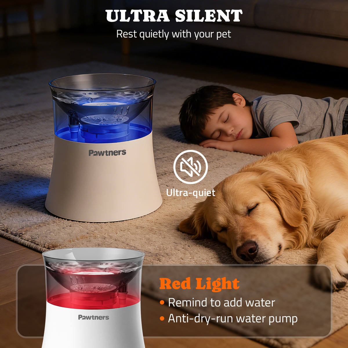 1 Gal/3.5L Dog Water Fountain,Elevated Dog Water Bowl Dispenser | Vortex Flow filter,Automatic Pet Water Fountain for Large Dogs Inside, Deep Drinking Area and Quiet Pump, 10" H