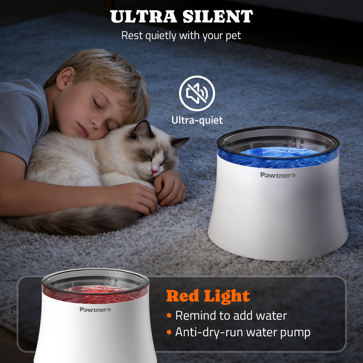 Pet Dog Water Fountain with Vortex Filter, 1 Gal/3.5L Water Bowl Dispenser for Medium Small Dog/Cat, Automatic No Spill Cat Fountain for Inside, Deep Drinking Area and Quiet Pump, 6.7" H