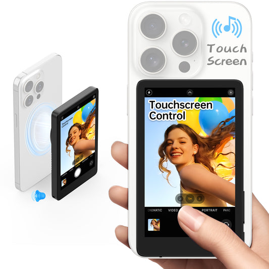 Selfie Monitor Touch Screen for iPhone 7-17, Young Master 4in 4K 30fps Magnetic Back Camera Monitor with Speaker for Vlog YouTube Tiktok Live Streaming Video Recording Content Creator, P2P Wireless