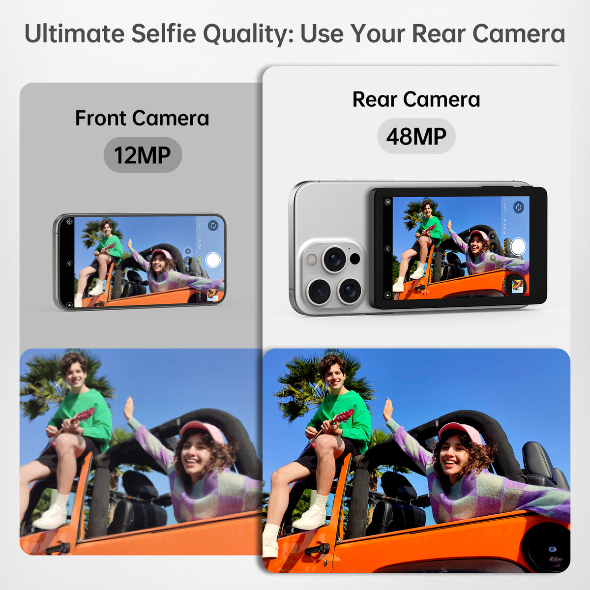 Selfie Monitor Touch Screen for iPhone 7-17, Young Master 4in 4K 30fps Magnetic Back Camera Monitor with Speaker for Vlog YouTube Tiktok Live Streaming Video Recording Content Creator, P2P Wireless