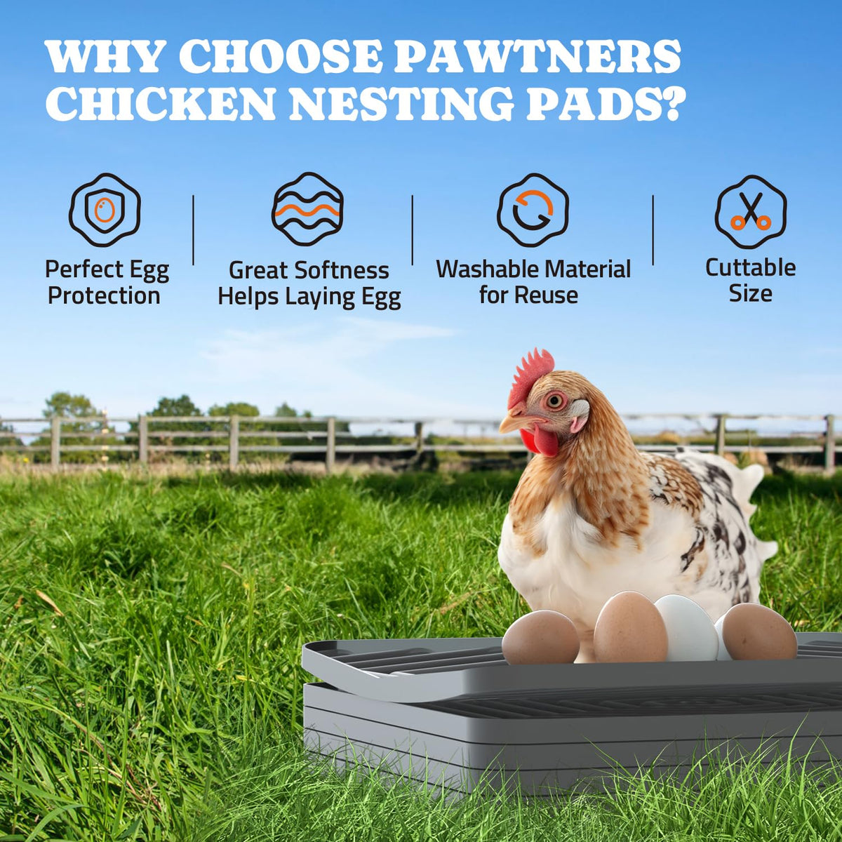 Chicken Nesting Pads for Coop Bedding, Washable Nesting Box Liners for Chicken Laying Boxes, 12"x 12", 6 Pack
