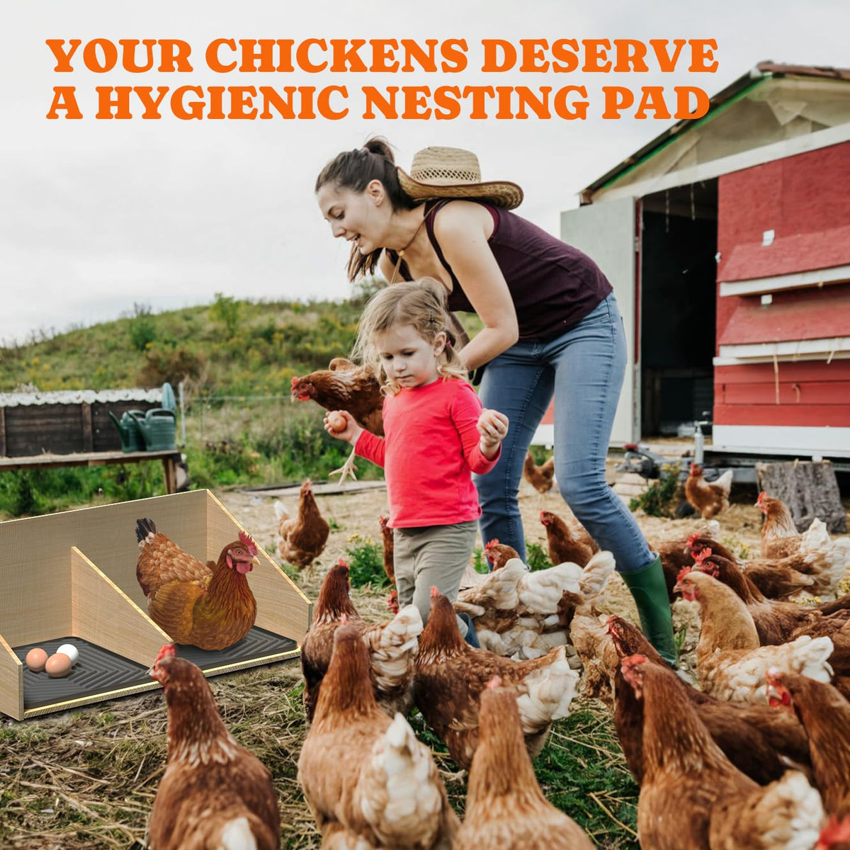 Chicken Nesting Pads for Coop Bedding, Washable Nesting Box Liners for Chicken Laying Boxes, 12"x 12", 6 Pack