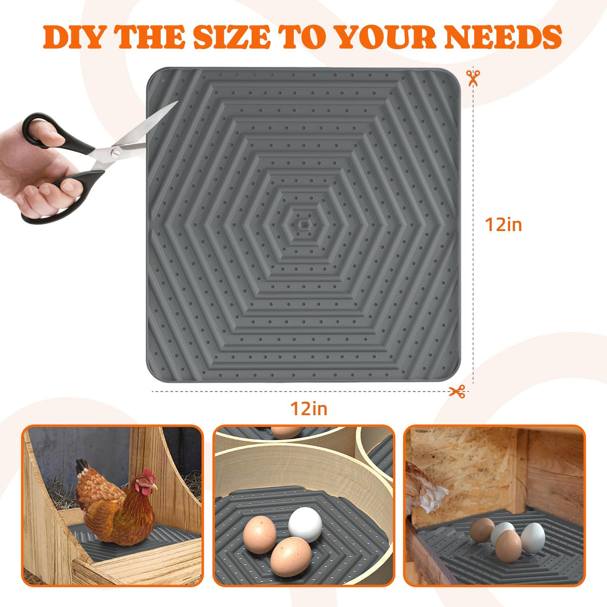 Chicken Nesting Pads for Coop Bedding, Washable Nesting Box Liners for Chicken Laying Boxes, 12"x 12", 6 Pack